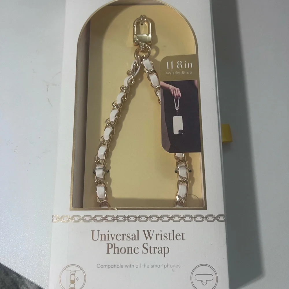 NWT Gold and White Phone Wristlet Strap
